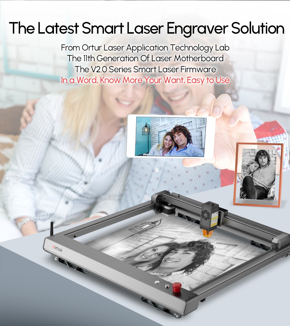 ORTUR Laser Master 3 10W Laser Engraver Cutter with LU2-10A Laser Module, Folding Stands, Emergency Stop, Built-in WiFi, 20,000mm/min, Engraving Area 400mmx400mm