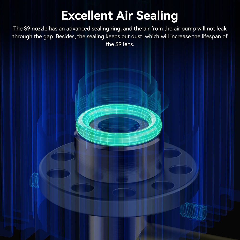 SCULPFUN S9 Air Assist Nozzle Kit with EU Version 220V 30L/min Air Pump, Full Metal Structure Nozzle for S9 Lasers
