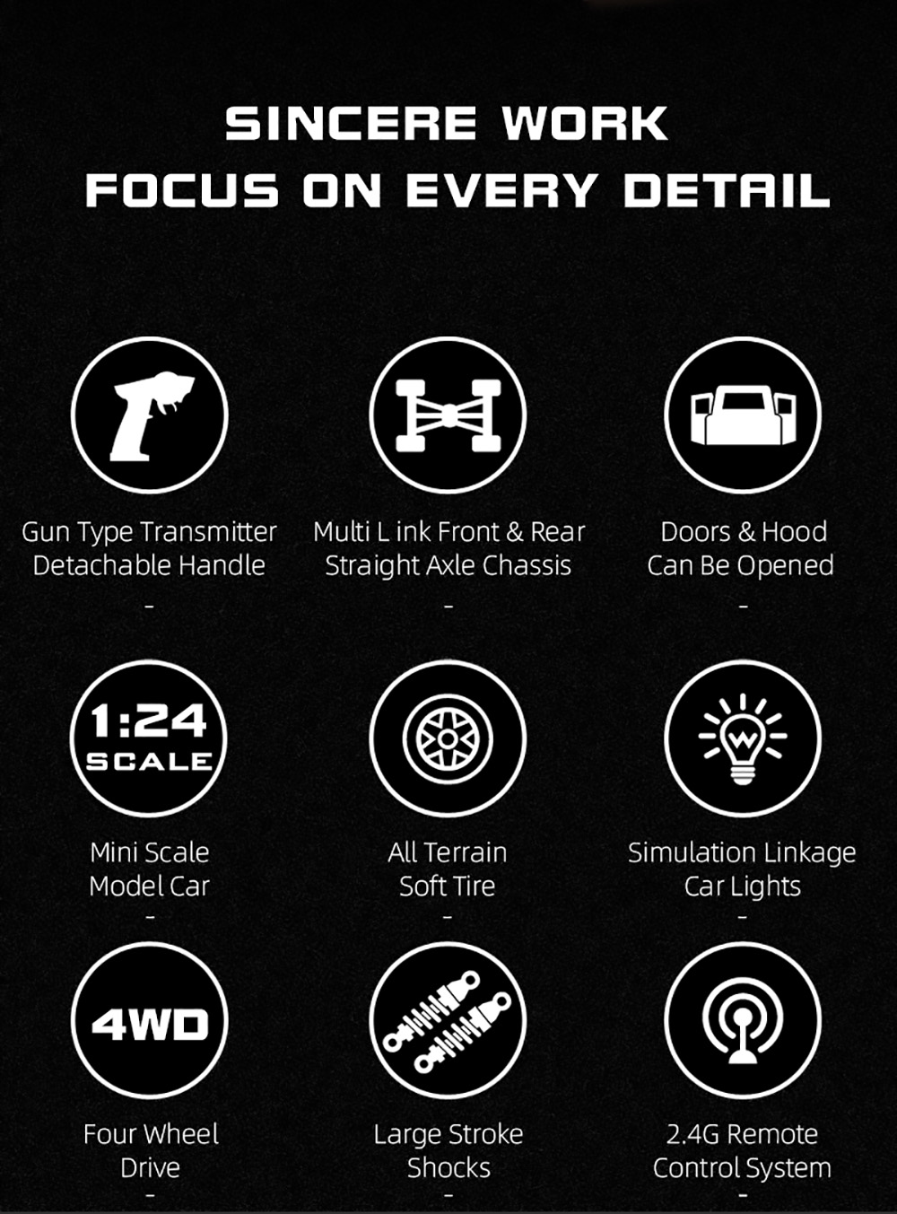 SG Pine Forest 2401 RTR 1/24 2.4G 4WD RC Car Mini Crawler LED Light Alloy Shell Off-Road Truck - Grey