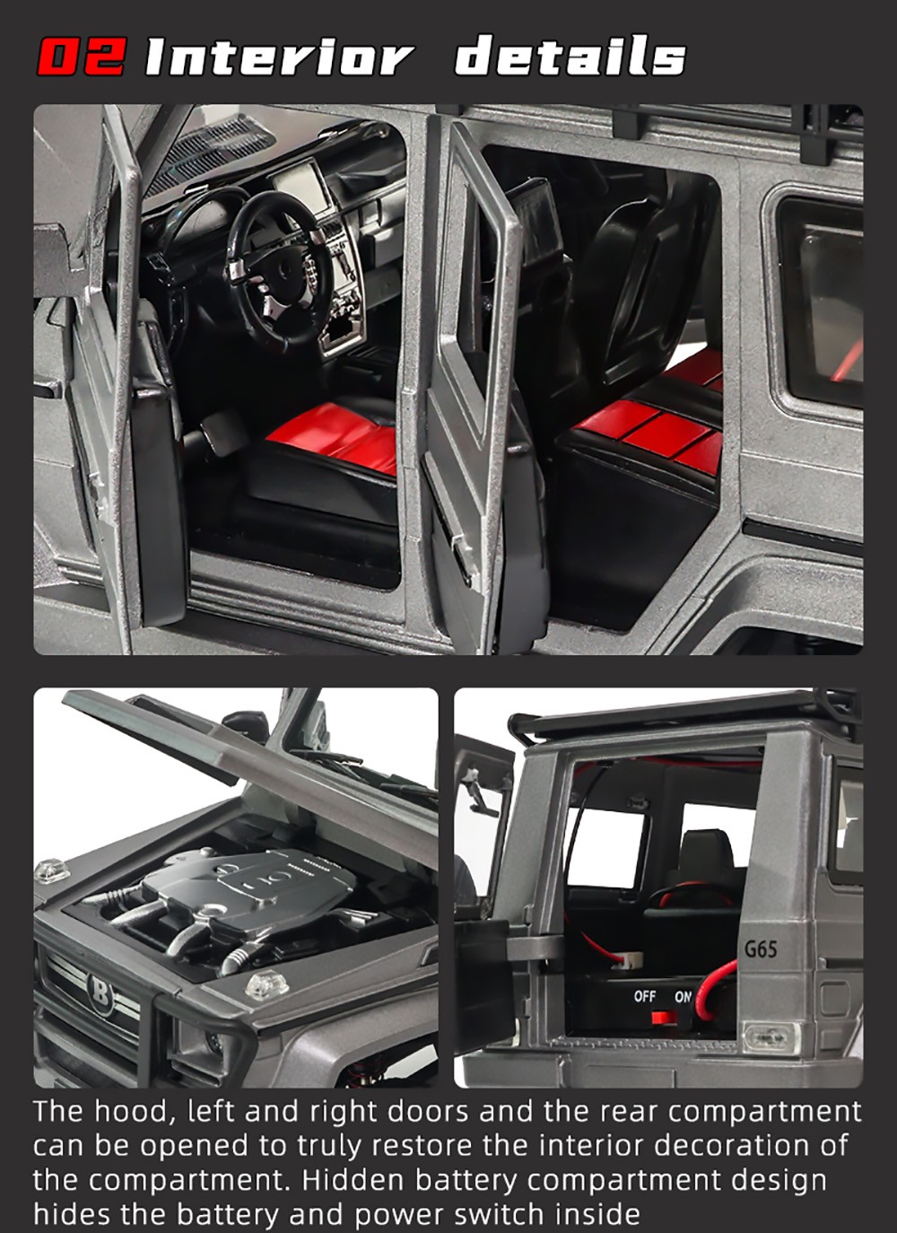 SG Pine Forest 2401 RTR 1/24 2.4G 4WD RC Car Mini Crawler LED Light Alloy Shell Off-Road Truck - Grey