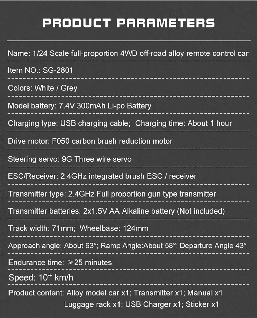 SG Pine Forest 2401 RTR 1/24 2.4G 4WD RC Car Mini Crawler LED Light Alloy Shell Off-Road Truck - Grey