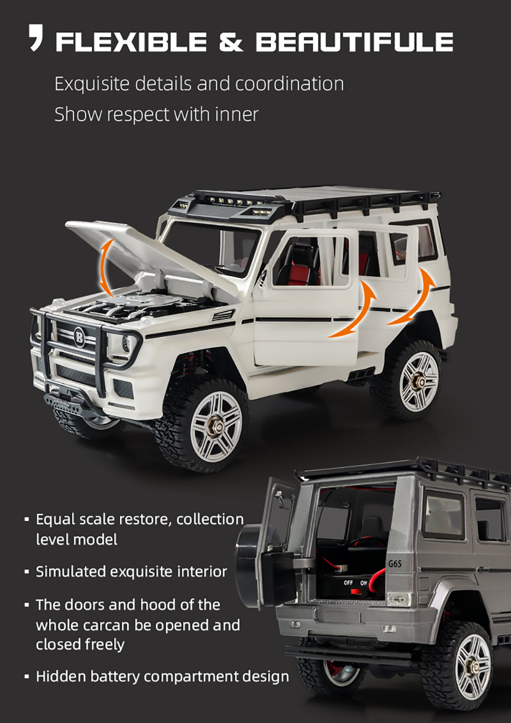 SG Pine Forest 2401 RTR 1/24 2.4G 4WD RC Car Mini Crawler LED Light Alloy Shell Off-Road Truck - Grey