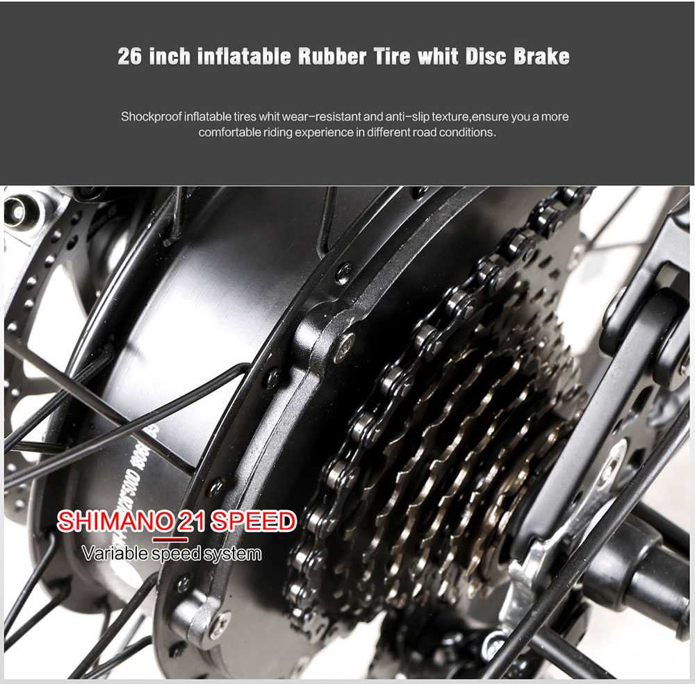 Samebike LO26 Smart Folding Electric Moped Bike 500W Motor 10Ah Battery Max Speed 30km/h 26 Inch Tire - Black