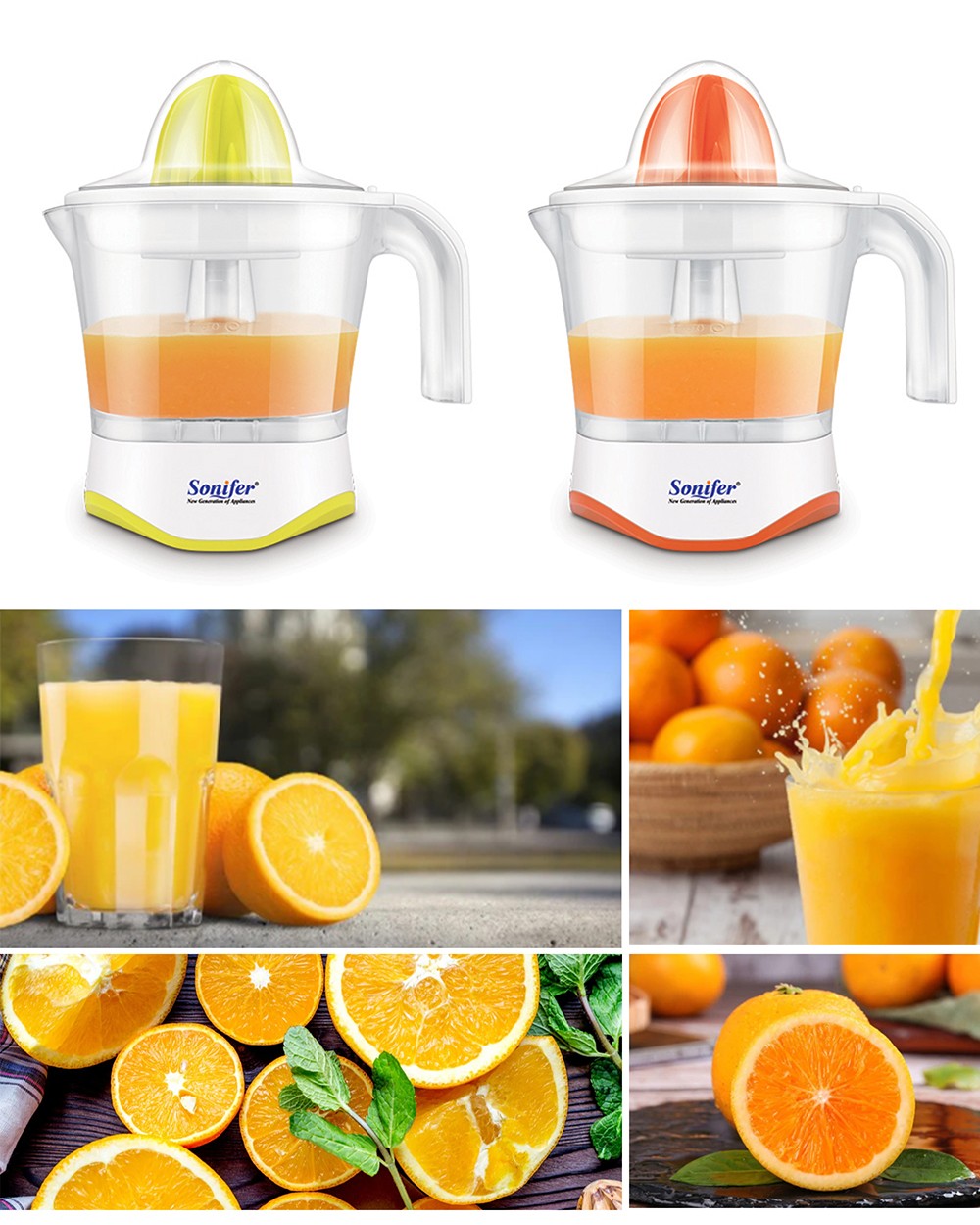 Sonifer SF5514 25W Electric Juicer Machine, 1L Hand Press Citrus Juicer Maker Extractor Lemon Pomegranate Fruit Squeezer