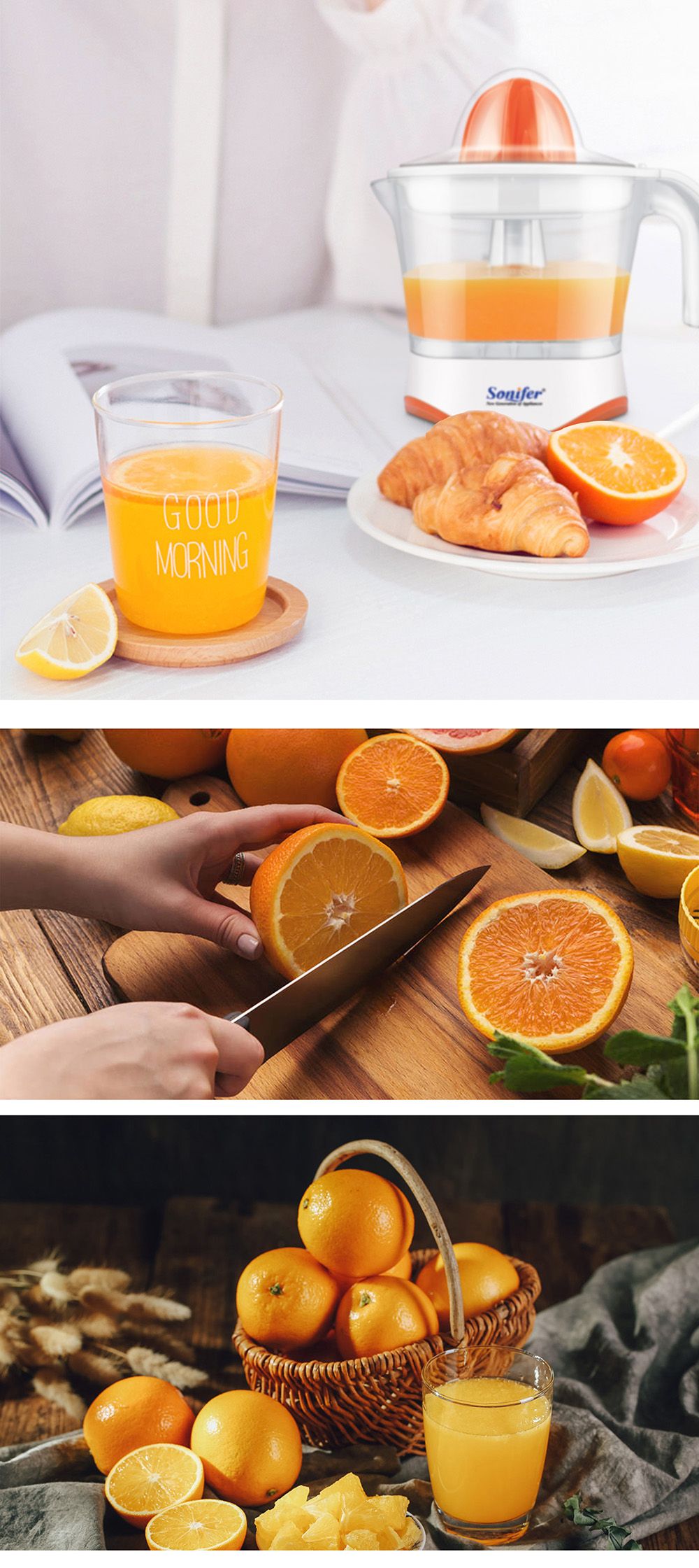 Sonifer SF5514 25W Electric Juicer Machine, 1L Hand Press Citrus Juicer Maker Extractor Lemon Pomegranate Fruit Squeezer