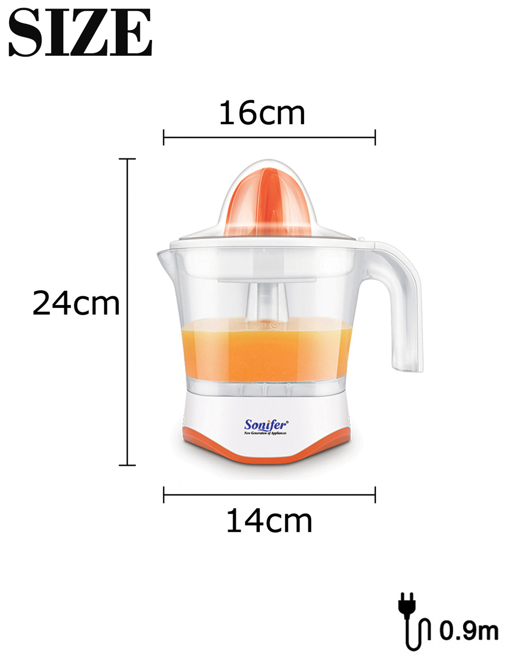 Sonifer SF5514 25W Electric Juicer Machine, 1L Hand Press Citrus Juicer Maker Extractor Lemon Pomegranate Fruit Squeezer