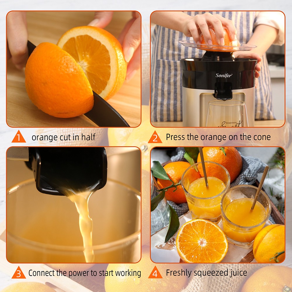 Sonifer SF5517 30W Electric Juicer Machine, Hand Press Citrus Juicer Maker Extractor, Lemon Orange Fruit Squeezer