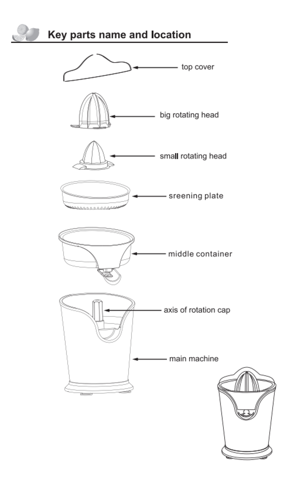 Sonifer SF5526 100W Citrus Press Juicer, Stainless Steel Orange Juice Maker Extractor, Lemon Pomegranate Fruit Squeezer