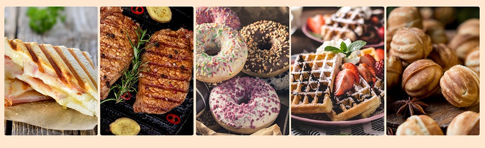 Sonifer SF6043 750W Electric Waffle Maker, 4 Slice Square Toaster Sandwich Breakfast Waffle Machine, Non-stick Iron Pan