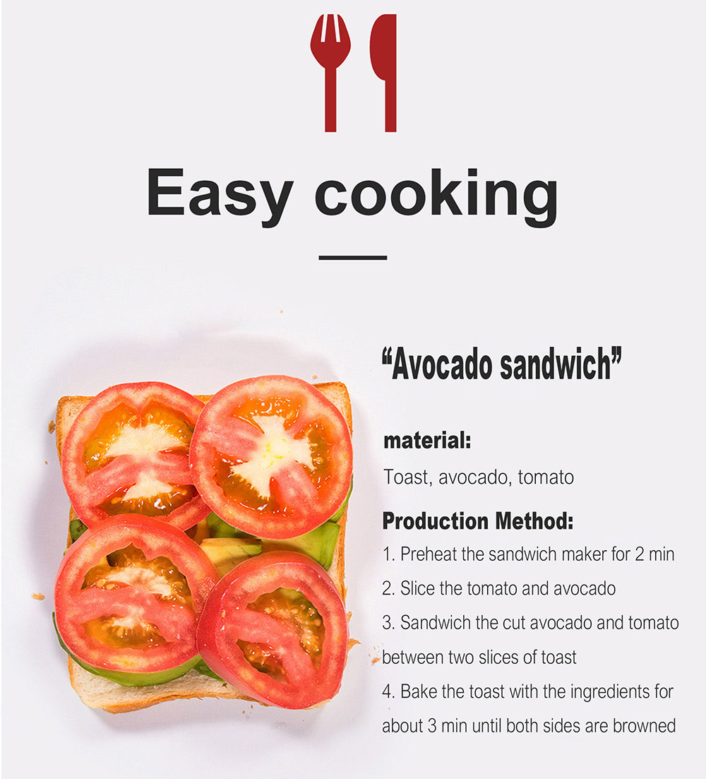 Sonifer SF6043 750W Electric Waffle Maker, 4 Slice Square Toaster Sandwich Breakfast Waffle Machine, Non-stick Iron Pan