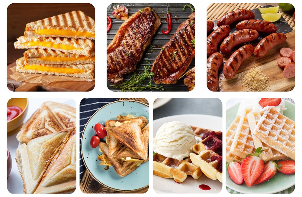 Sonifer SF6050 800W Electric Waffle Maker, 3-in-1 Grill Sandwich Panini Plate, Toaster Breakfast Machine, Non-stick