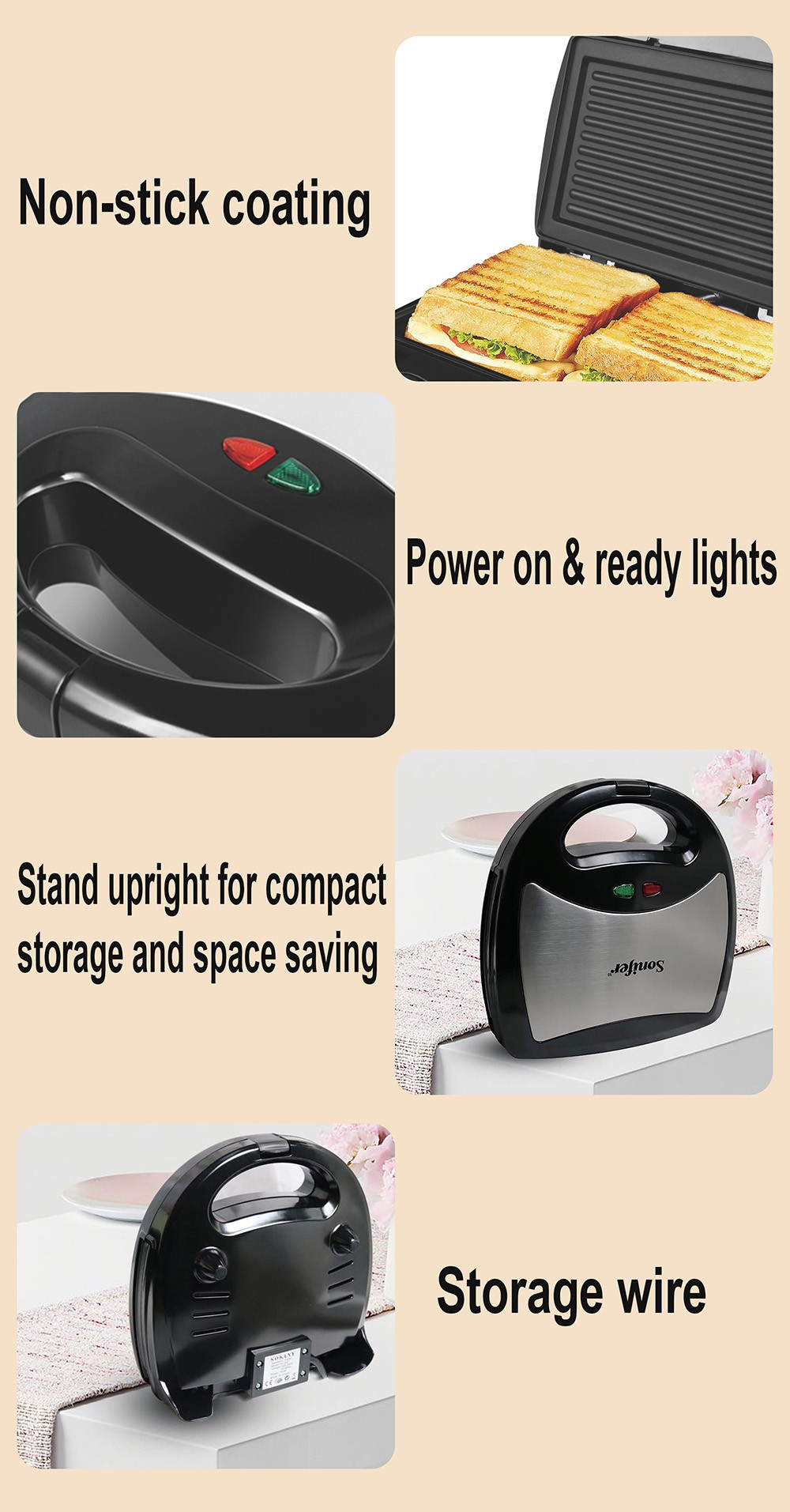 Sonifer SF6050 800W Electric Waffle Maker