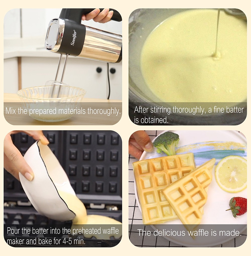 Sonifer SF6134 750W Professional Electric Waffle Maker, Multifunction Breakfast Waffles Machine, Non-stick Iron Pan