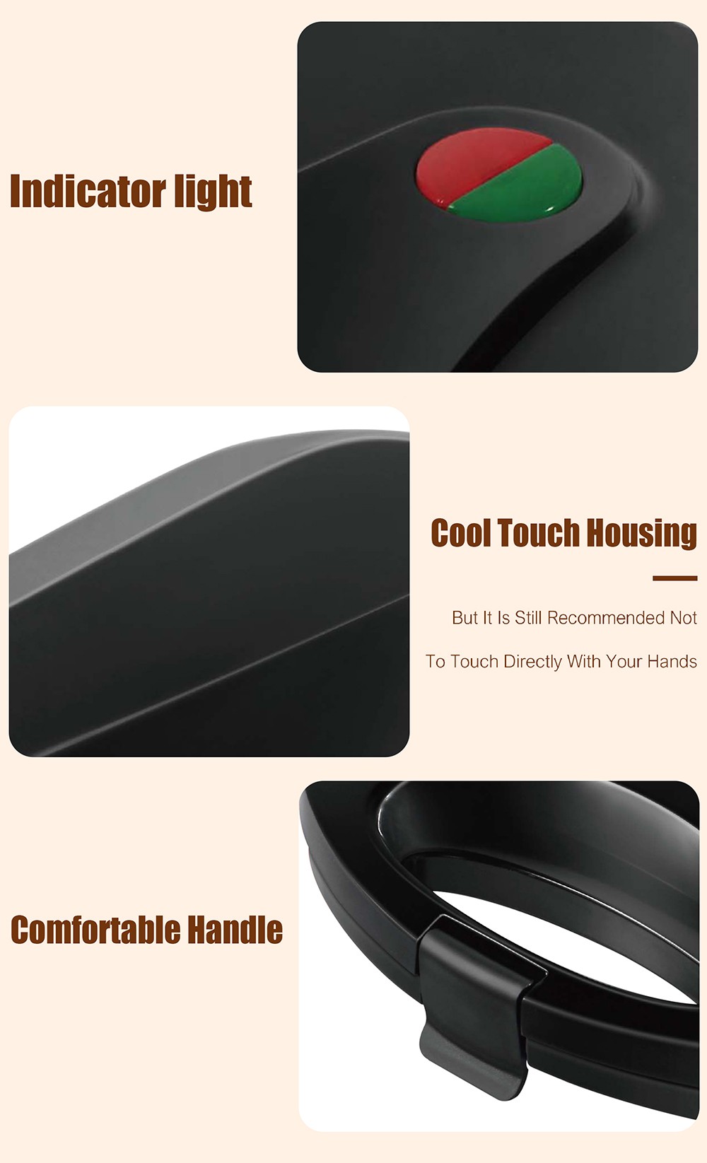 Sonifer SF6134 750W Professional Electric Waffle Maker, Multifunction Breakfast Waffles Machine, Non-stick Iron Pan