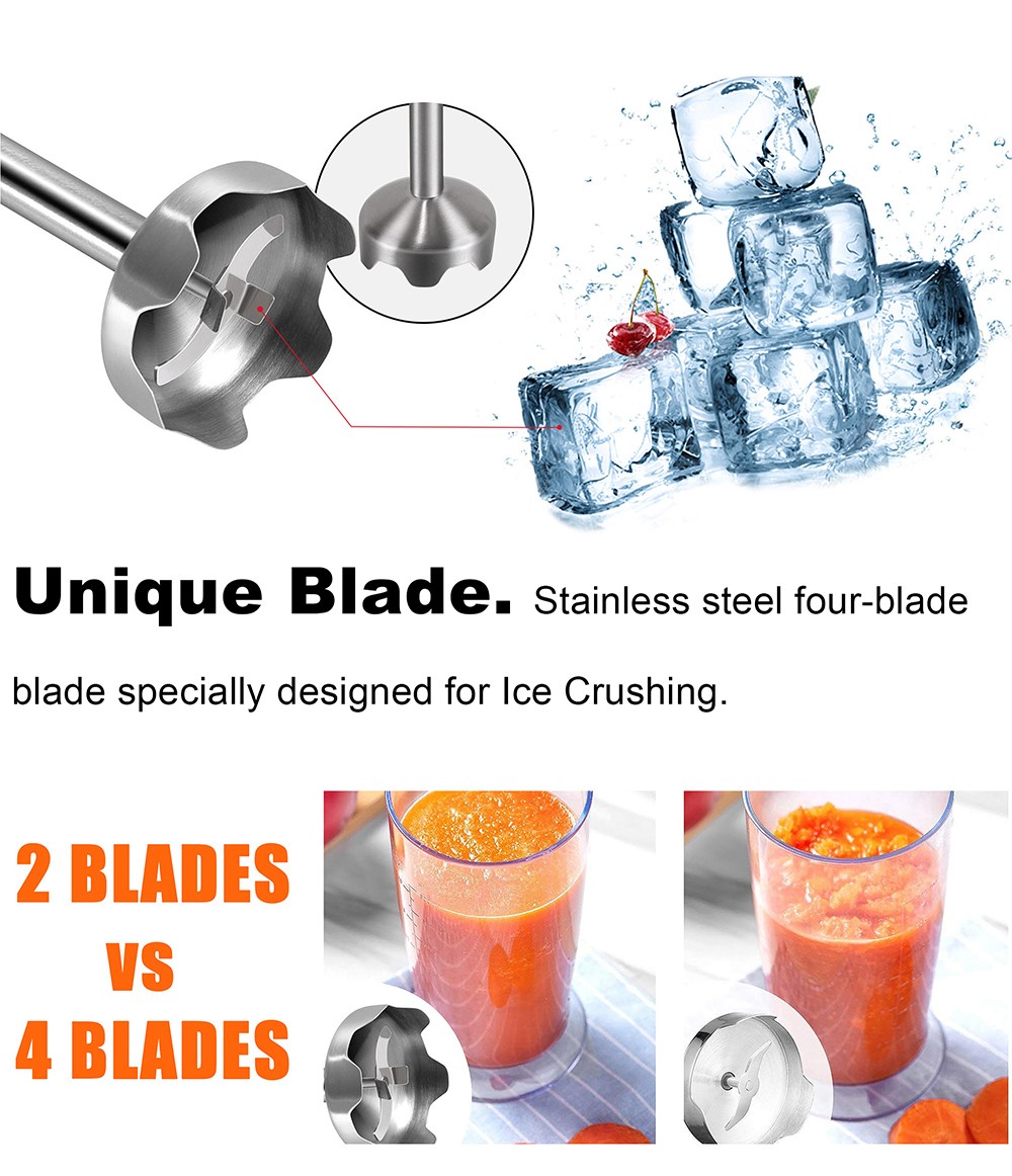 Sonifer SF8054 1100W Electric Food Mixer, 800ml, 2 Speeds Hand Blender, 4-blade Ice Crushing, Vegetable Fruit Blender
