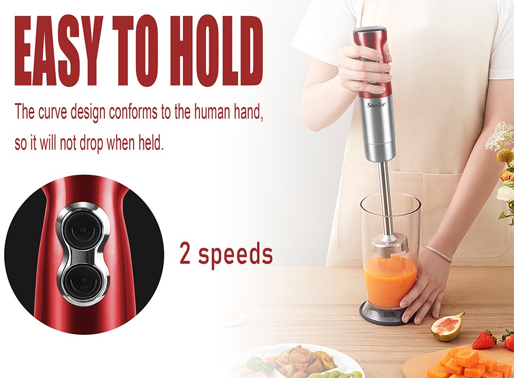Sonifer SF8054 1100W Electric Food Mixer, 800ml, 2 Speeds Hand Blender, 4-blade Ice Crushing, Vegetable Fruit Blender