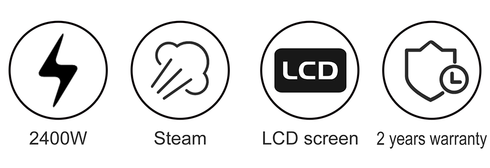 Sonifer SF9025 2400W Clothes Steam Iron with LCD Display, Household Fabric Electric Iron, 11 Selectable Ironing Programs