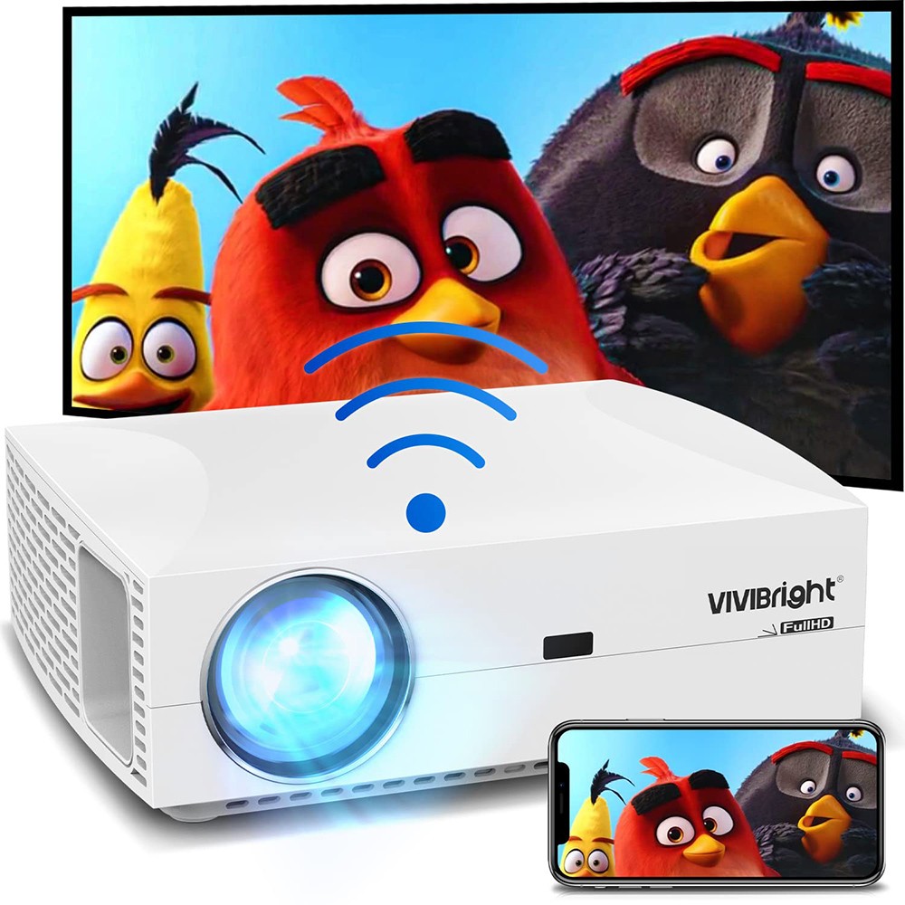 VIVIBRIGHT F30 Pro WiFi Projector LCD+LED Full HD 1920 x 1080P, 4800 Lumen LED, Game Video Projector for Home & Office