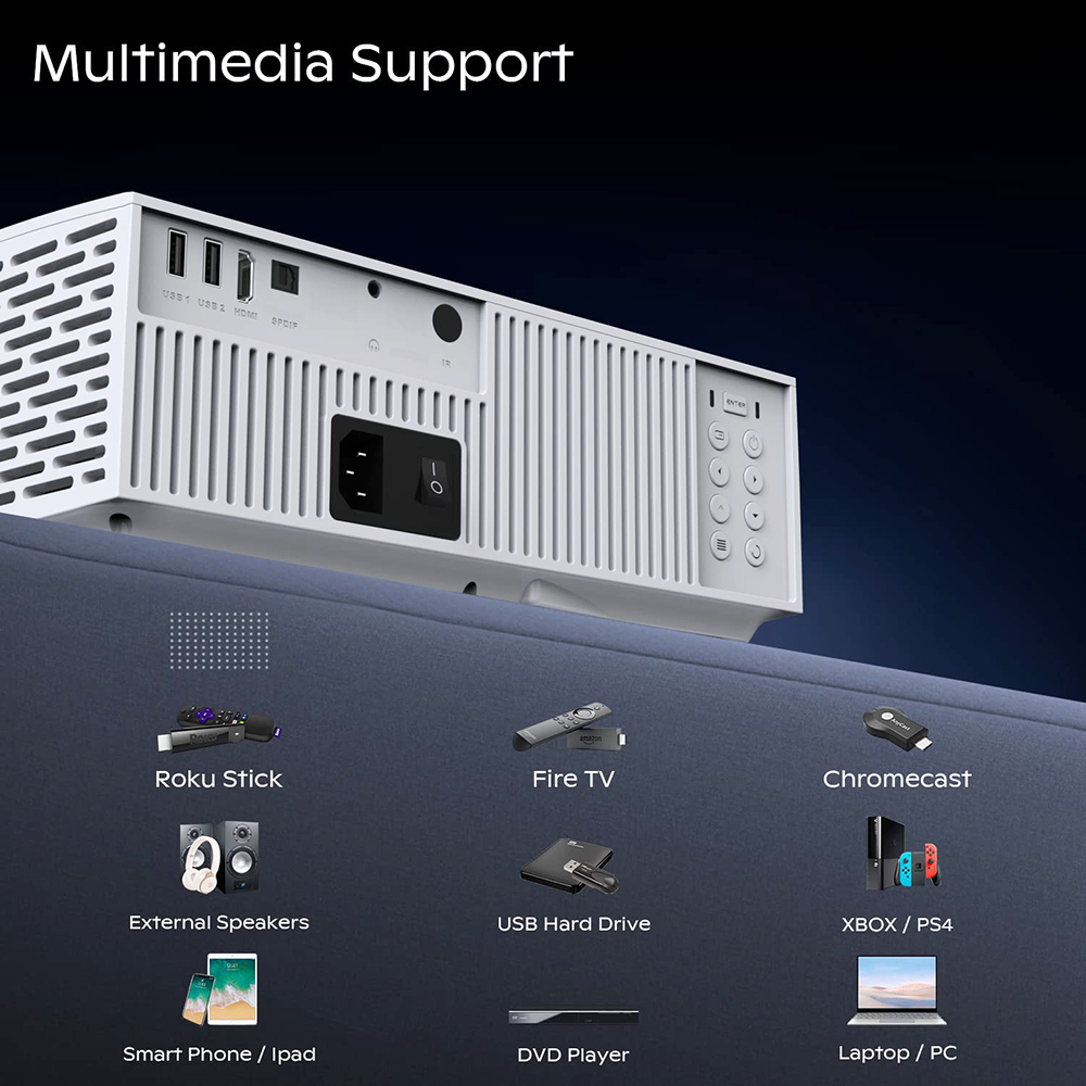 VIVIBRIGHT F30 Pro WiFi Projector LCD+LED Full HD 1920 x 1080P, 4800 Lumen LED, Game Video Projector for Home & Office