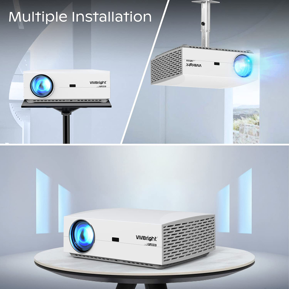 VIVIBRIGHT F30 Pro WiFi Projector LCD+LED Full HD 1920 x 1080P, 4800 Lumen LED, Game Video Projector for Home & Office