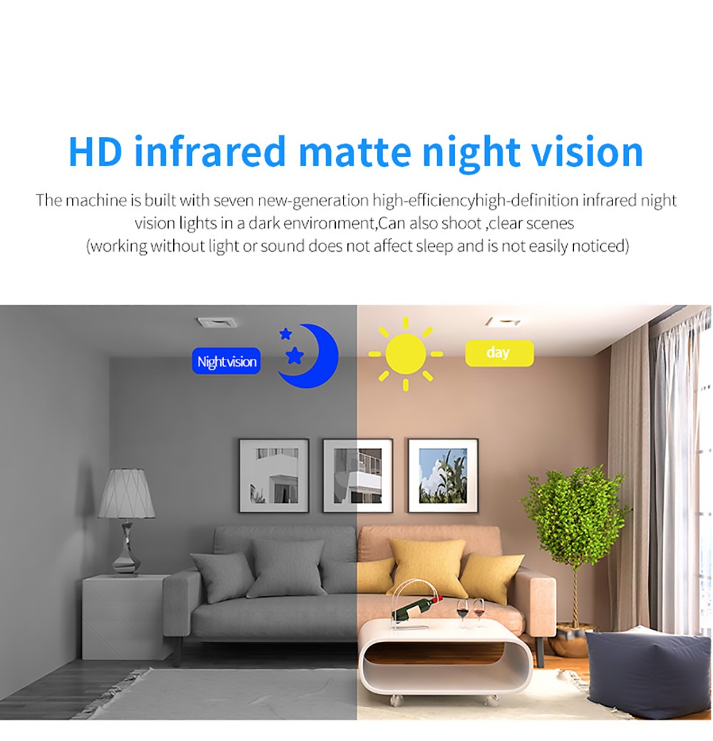 W18 1080P HD WiFi Mini Surveillance Camera, 1000mAh Infrared Night Vision Camera, 155 Degree Wide Angle Motion Detection