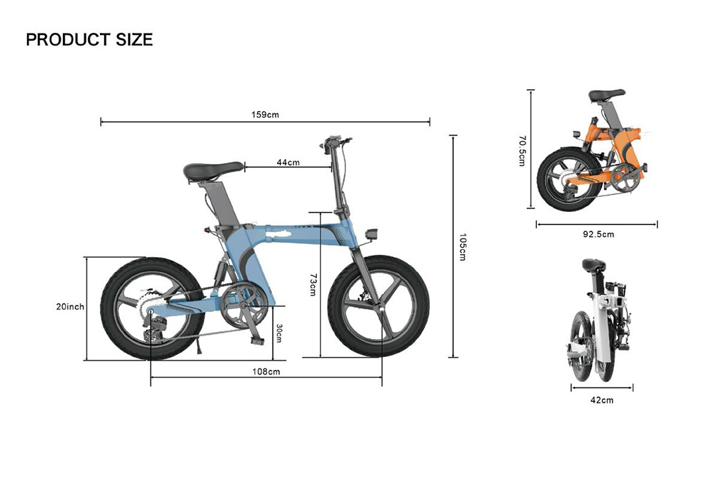 Z7 Electric Bike 250W Brushless Motor 36V 8Ah Battery 20'' Tire, 25km/h Max Speed, 30-40km Range, 120kg Load - Blue