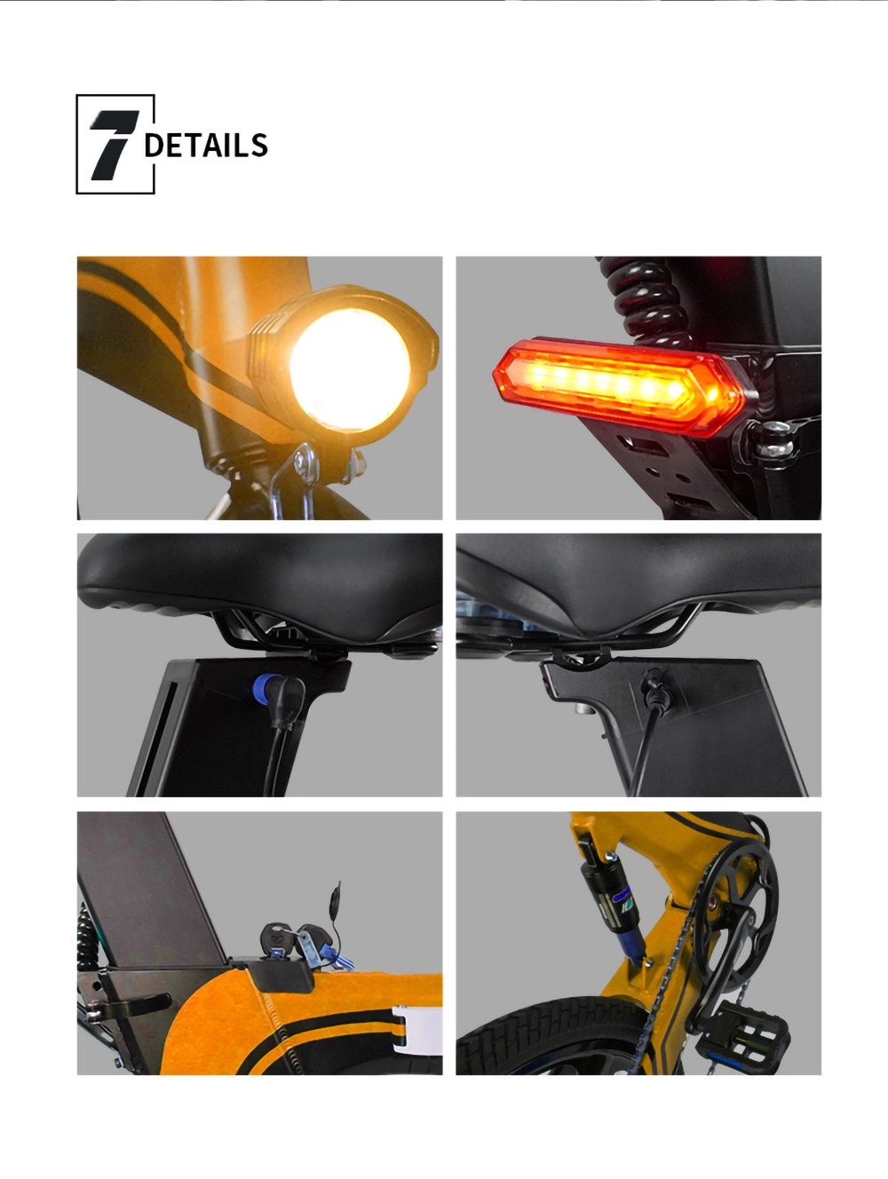 Z7 Electric Bike 250W Brushless Motor 36V 8Ah Battery 20'' Tire, 25km/h Max Speed, 30-40km Range, 120kg Load - Orange