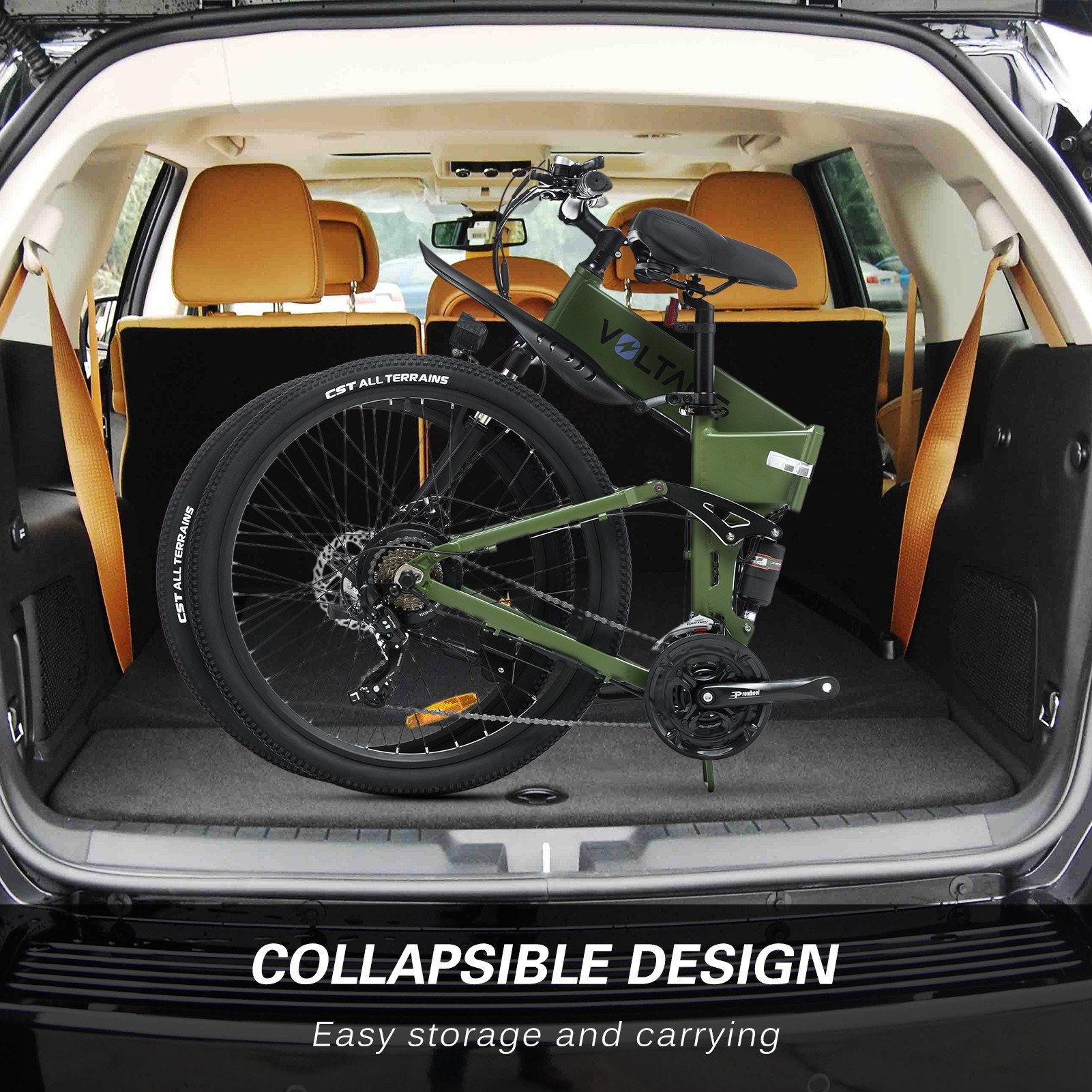 KAISDA K1-V Electric Bike 26 Inch Foldable Mountain Bike 250W Motor 25Km/h Max Speed 36V 10.4Ah Battery 70KM Max Range 120KG Max Load - White