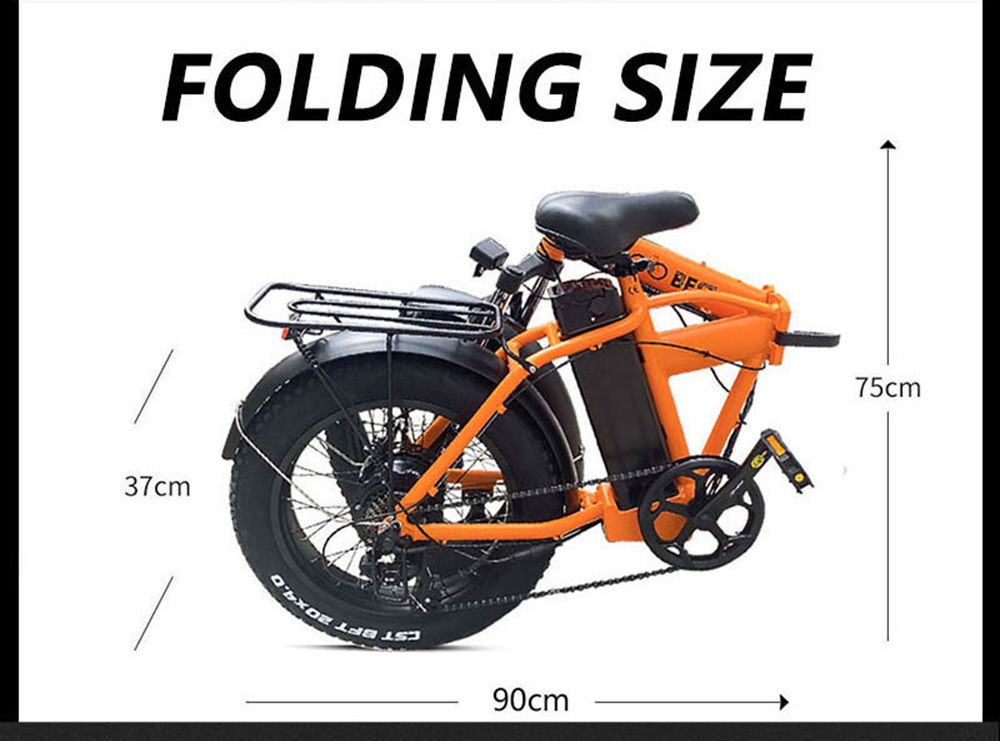 GOGOBEST GF300 Electric Folding Bike Moped Bicycle 1000W Brushless Motor 48V 12.5Ah Battery 25km/h Max Speed - Orange