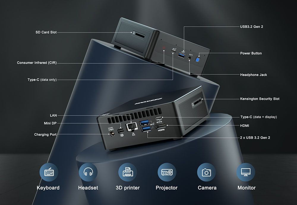 GEEKOM Mini IT8 MiNi PC intel 8th Gen Core i5-8259U 16GB RAM 256GB SSD WIFI 5 Gigabit LAN HDMI DP