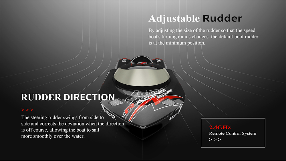 WLtoys WL916 High Speed 2.4G RC Boat Brushless Motor Racing Boat 60km/h Ship Toys for Kids Black - Two Batteries