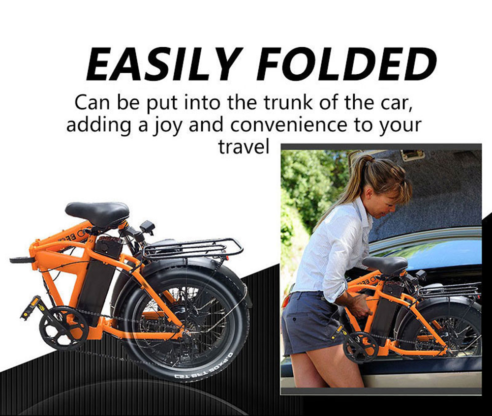 GOGOBEST GF300 Electric Folding Bike Moped Bicycle 1000W Brushless Motor 48V 12.5Ah Battery 25km/h Max Speed - Orange