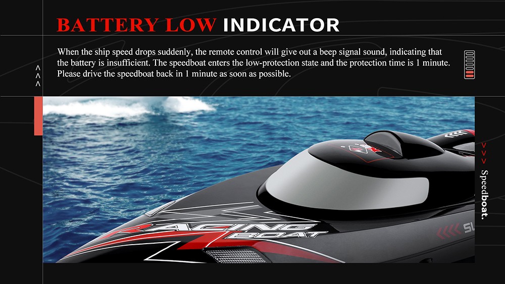 WLtoys WL916 High Speed 2.4G RC Boat Brushless Motor Racing Boat 60km/h Ship Toys for Kids Black - Three Batteries