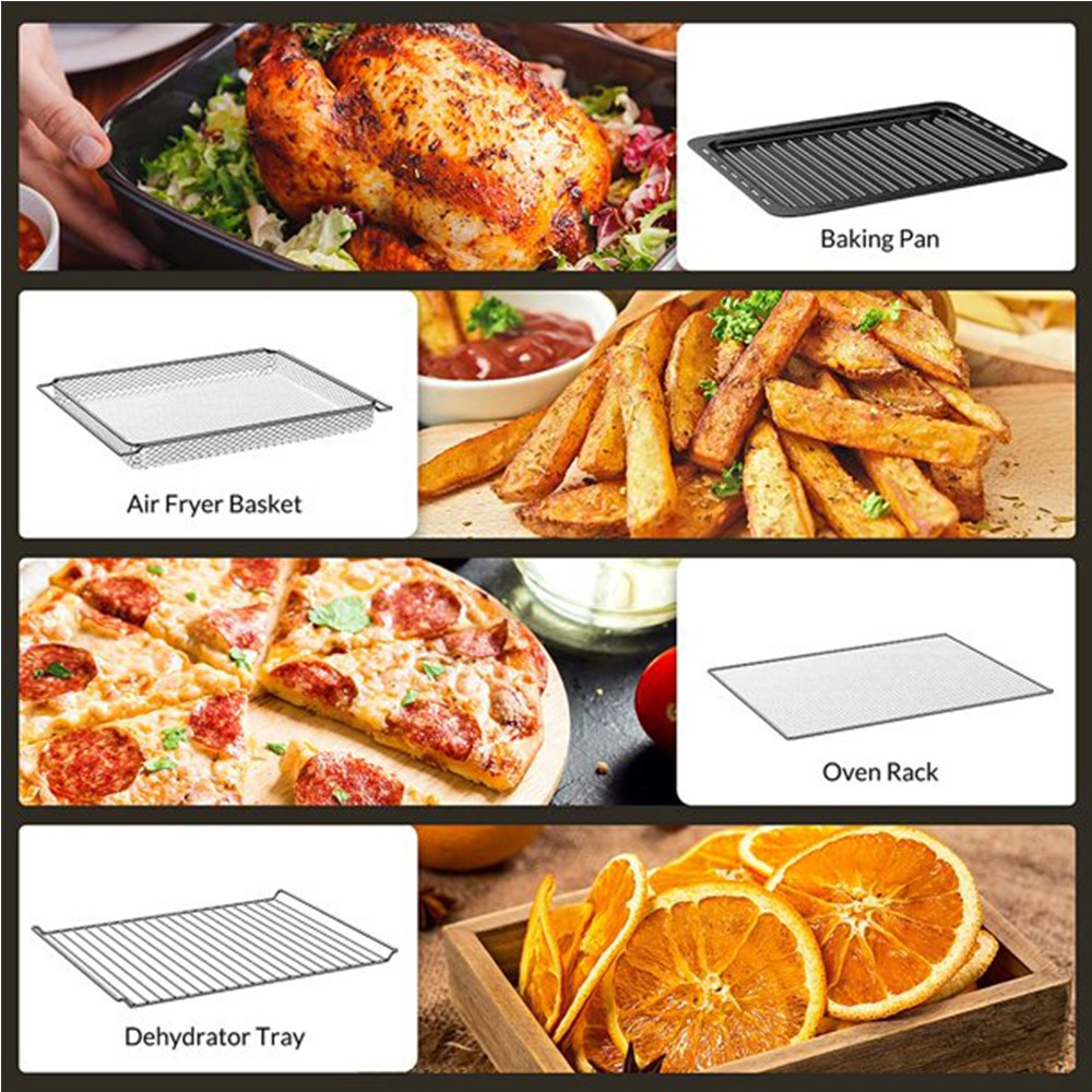 Calmdo CD-AF25EU 12 in 1 Smart Air Fryer Toaster Oven 25L Extra-Large 1800W 12 Preset Functions with 4-layer Grill LED Digital Touch Screen - Black