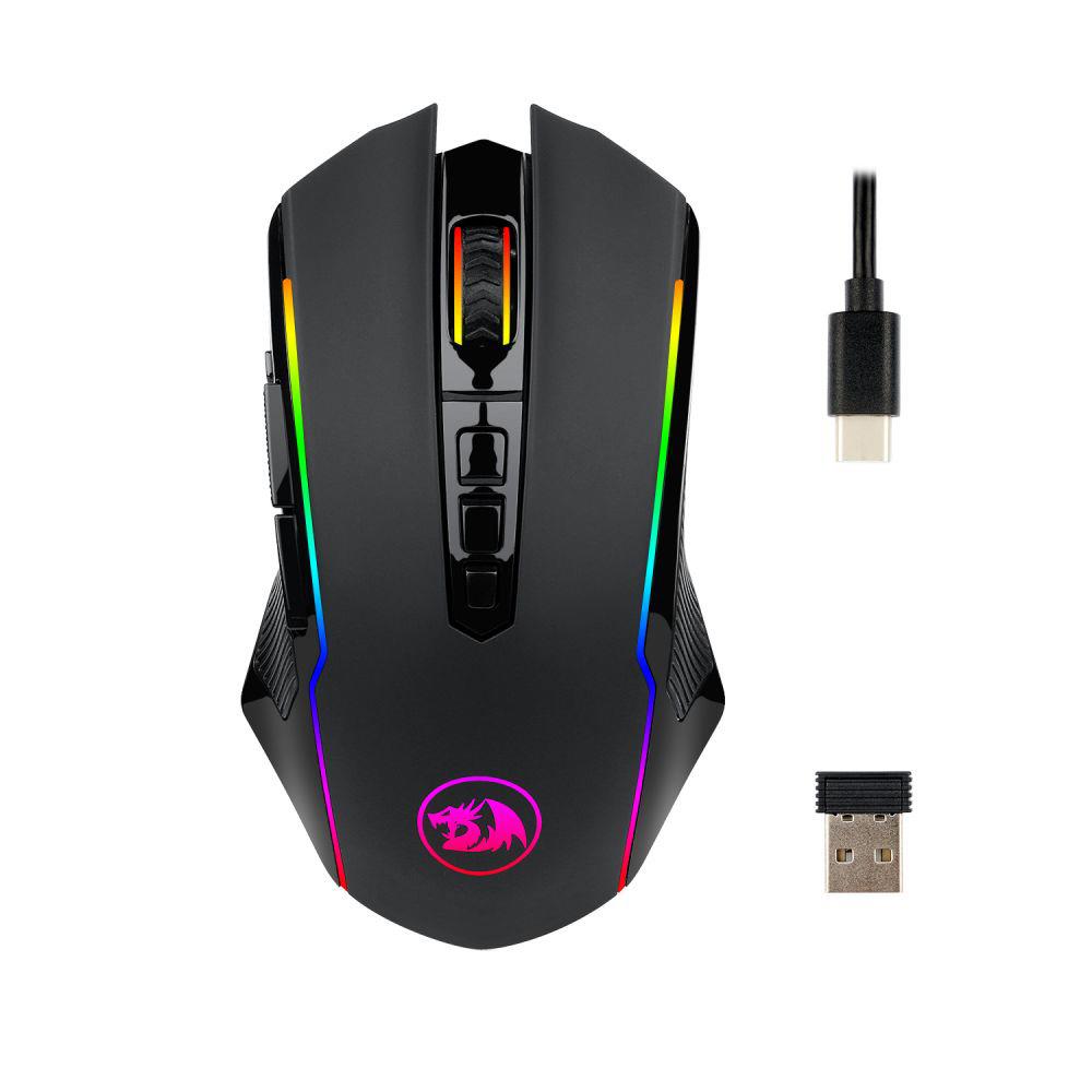 Redragon M910-KS RANGER LITE RGB 2.4G Wireless/Wired Double Modes Gaming Mouse 8000 DPI with Rapid Fire Buttons - Black