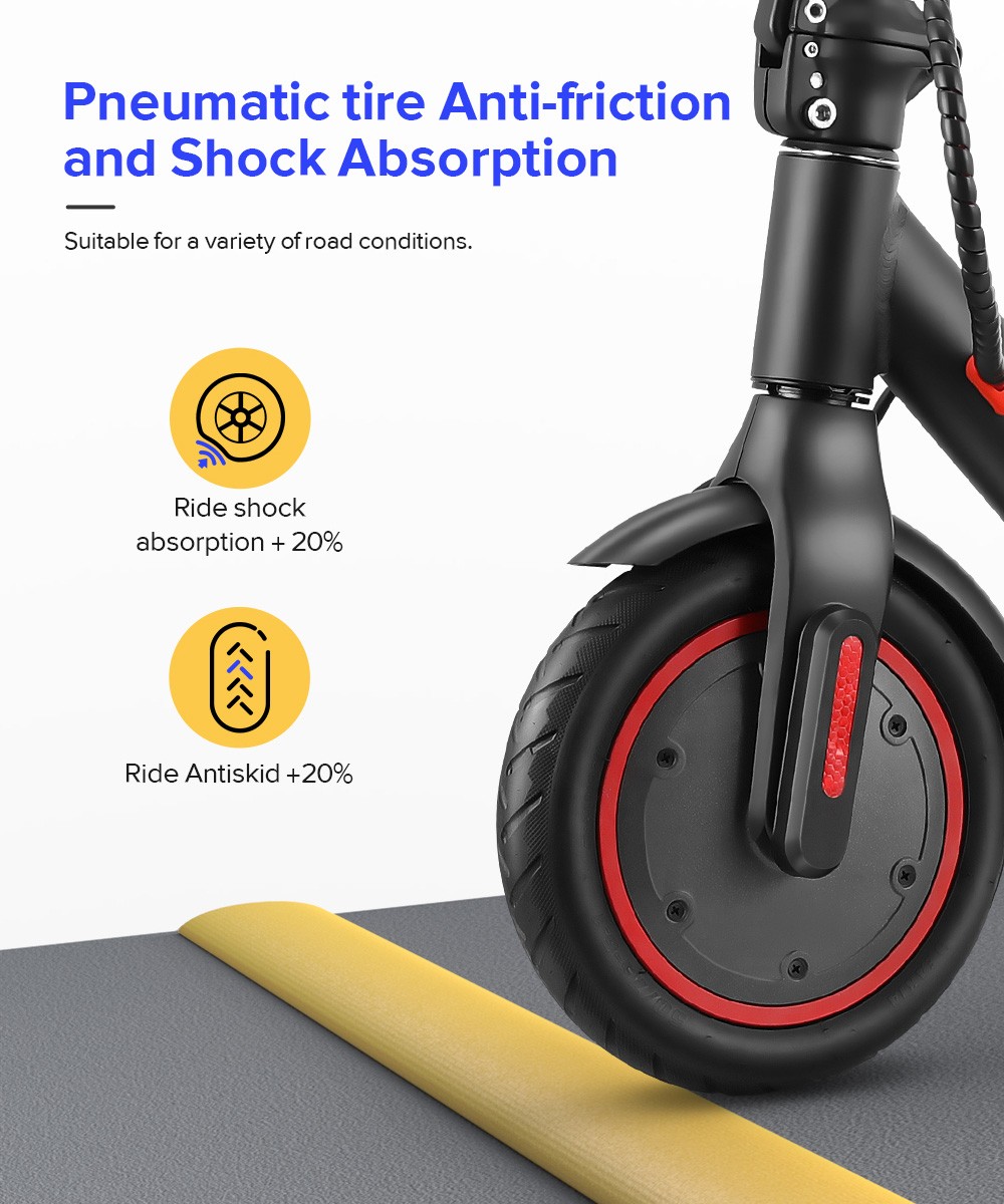 iScooter i9 Folding Electric Scooter 8.5 Inch Pneumatic Tire 350W Motor 7.5Ah Battery 30km/h Max Speed APP Control Black