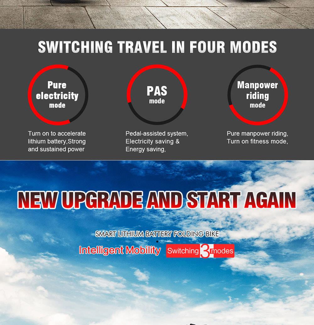 SAMEBIKE 20LVXD30-II Folding Electric Moped Bike 20'' Tire 48V 350W Motor 10Ah Battery 30km/h Max Speed - Black