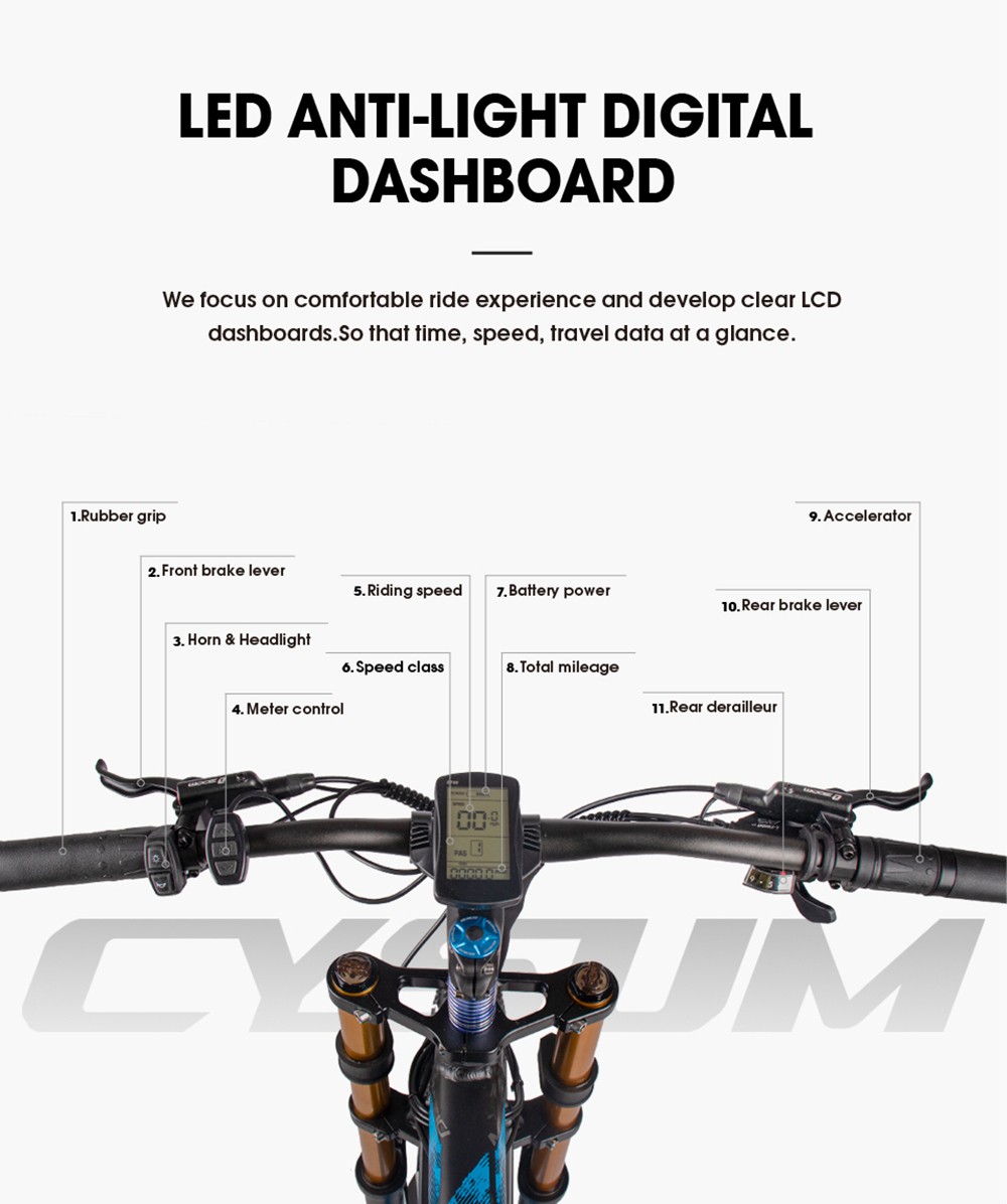 CYSUM M900 Fat Tire Electric Bike 48V 1000W Brushless Gear Motor 17Ah Removable Battery for 50-70 Range - Black-Green 22 CYSUM M900 Fat Tire Electric Bike 48V 1000W Brushless Gear Motor 17Ah Removable Battery for 50-70 Range - Black-Green