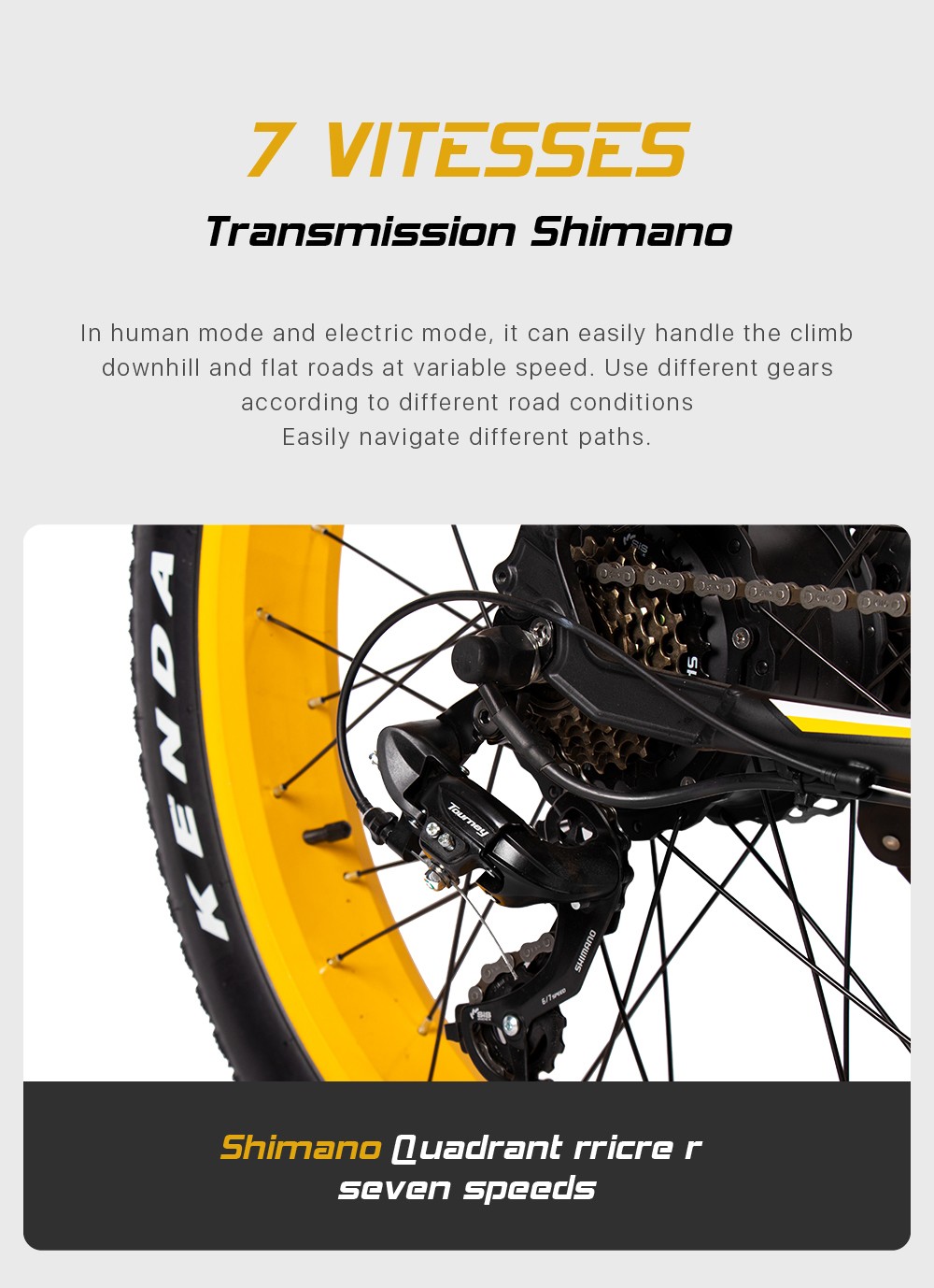 CYSUM M980 Fat Tire Electric Bike 48V 1000W Brushless Motor 17Ah Removable Battery for 50-70 Range - Black-Blue