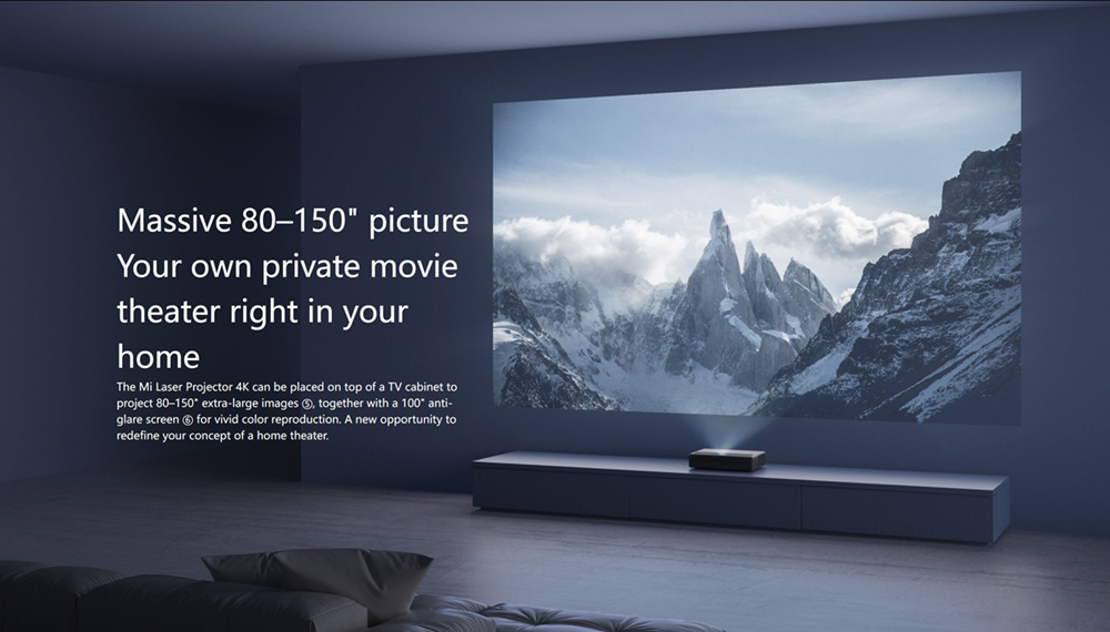 Xiaomi Mi 4K UHD Projector, Android TV 9.0, Dolby DTS, ALPD 3.0, 1300LM, 150in Projection, 16GB Storage, 5G WiFi, Global Version