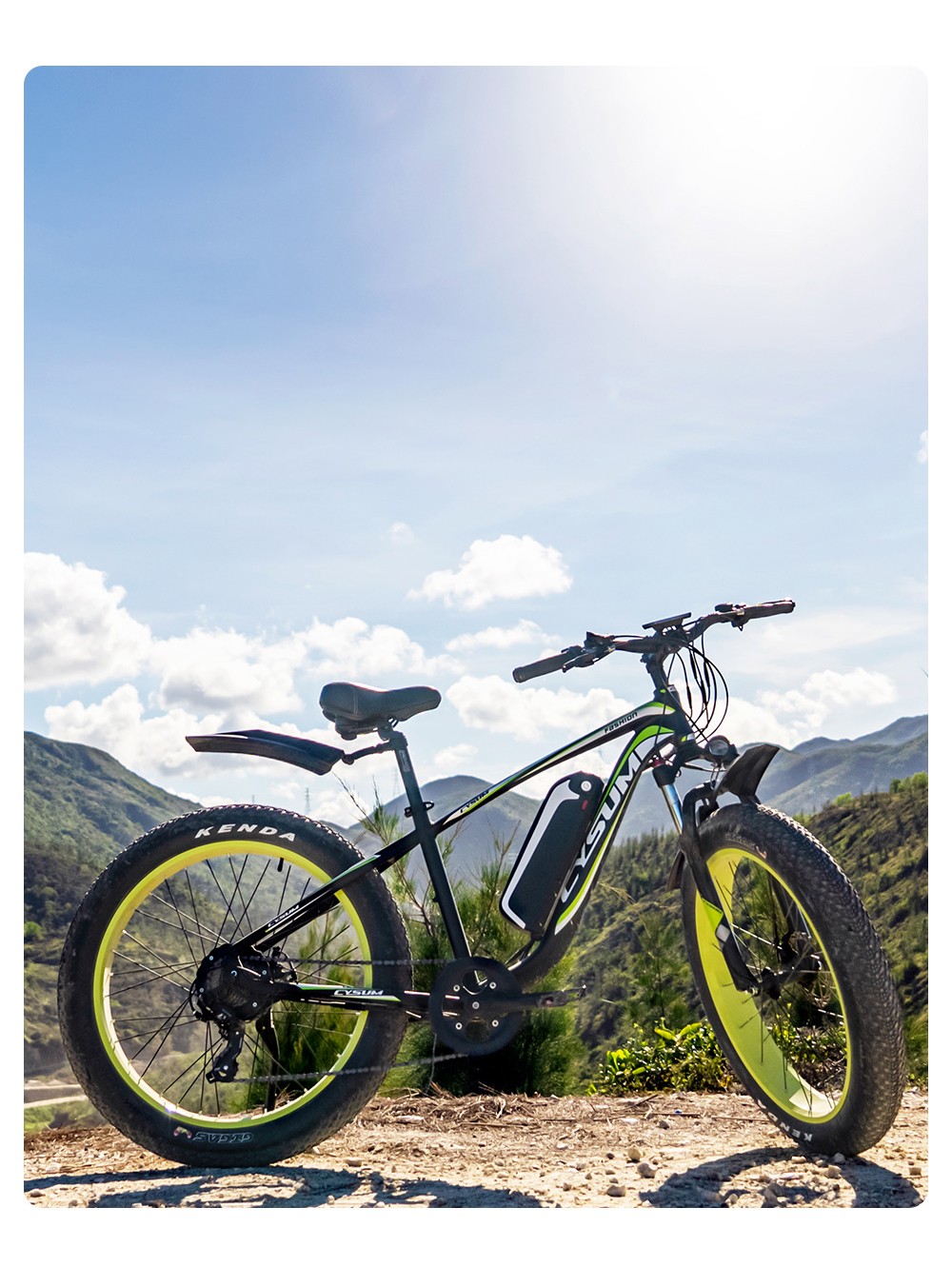 CYSUM M980 Fat Tire Electric Bike 48V 1000W Brushless Motor 17Ah Removable Battery for 50-70 Range - Black-Blue