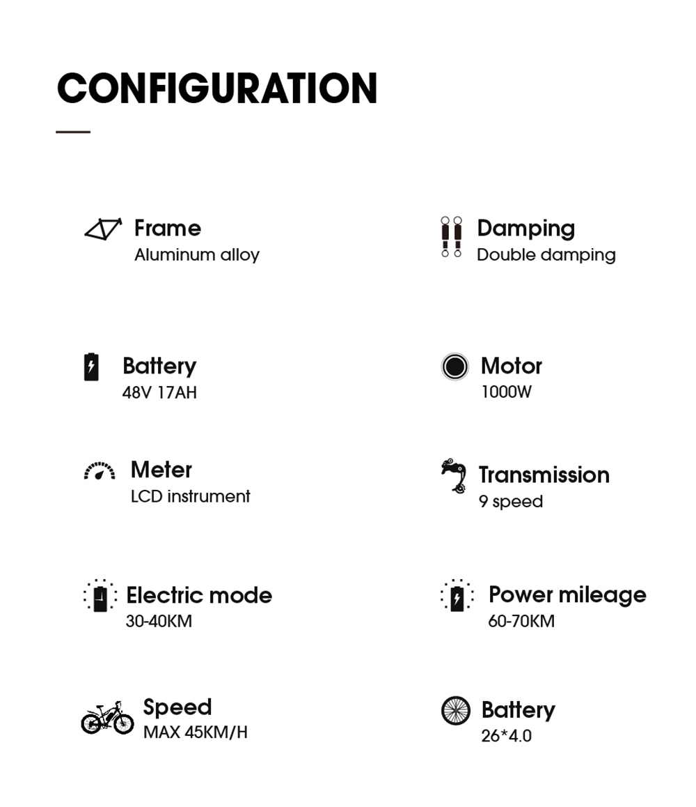 CYSUM M900 Fat Tire Electric Bike 48V 1000W Brushless Gear Motor 17Ah Removable Battery for 50-70 Range - Black-Green 27 CYSUM M900 Fat Tire Electric Bike 48V 1000W Brushless Gear Motor 17Ah Removable Battery for 50-70 Range - Black-Green