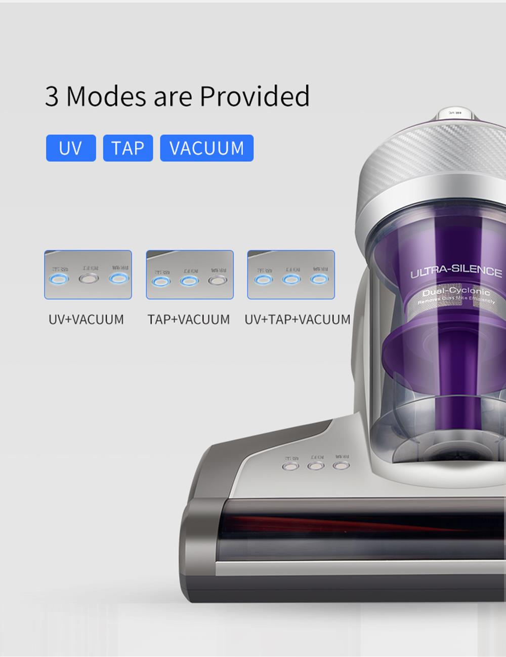 JIMMY JV35 Handheld Anti-mite Vacuum Cleaner High Temperature UV Acaricide 14Kpa Strong Suction 700W Power 5S Rapid Heating Dust Collector International Version from Xiaomi Youpin - Gray