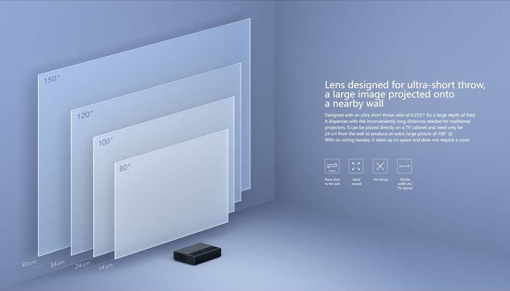 Xiaomi Mi 4K UHD Projector, Android TV 9.0, Dolby DTS, ALPD 3.0, 1300LM, 150in Projection, 16GB Storage, 5G WiFi, Global Version