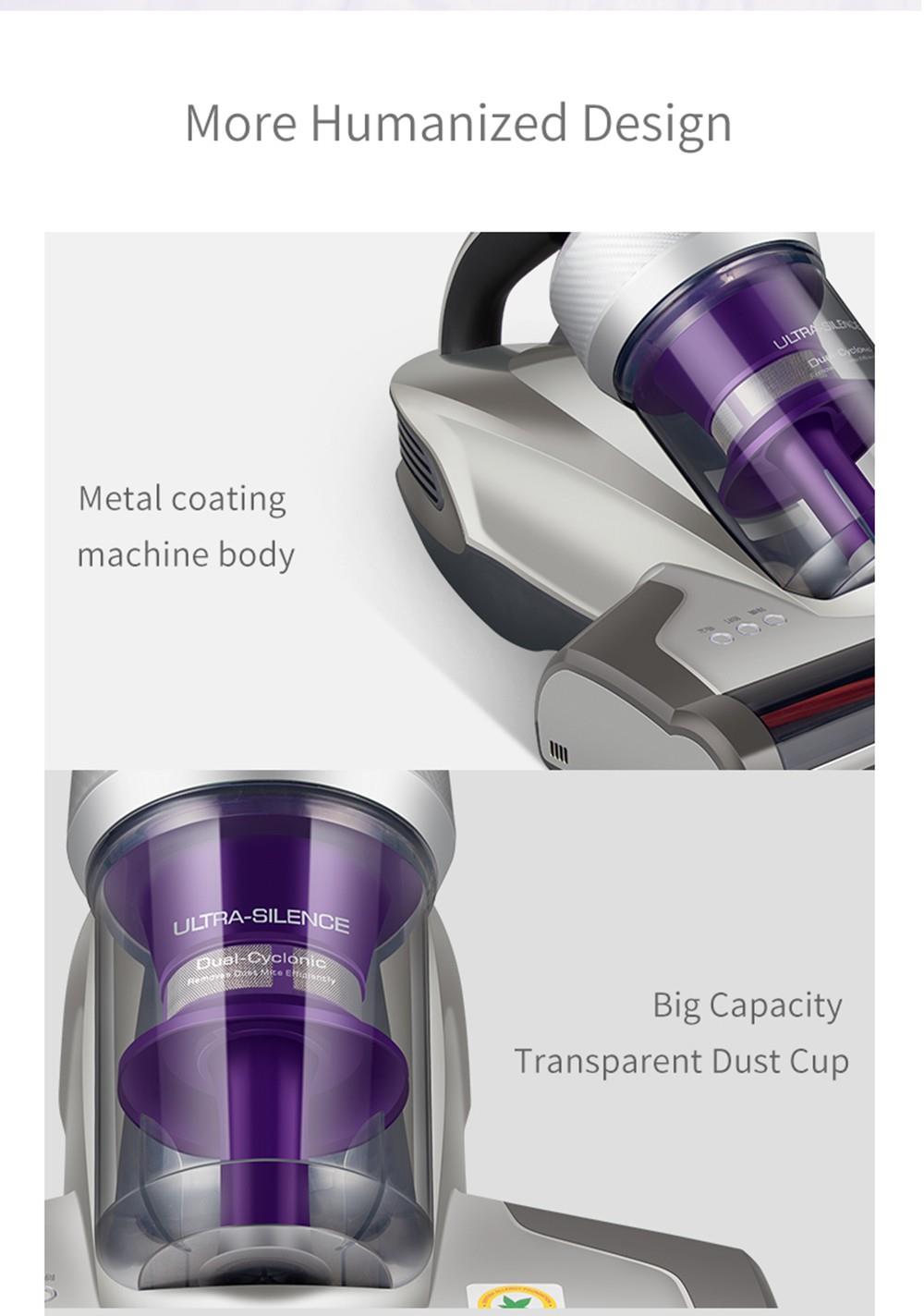 JIMMY JV35 Handheld Anti-mite Vacuum Cleaner High Temperature UV Acaricide 14Kpa Strong Suction 700W Power 5S Rapid Heating Dust Collector International Version from Xiaomi Youpin - Gray