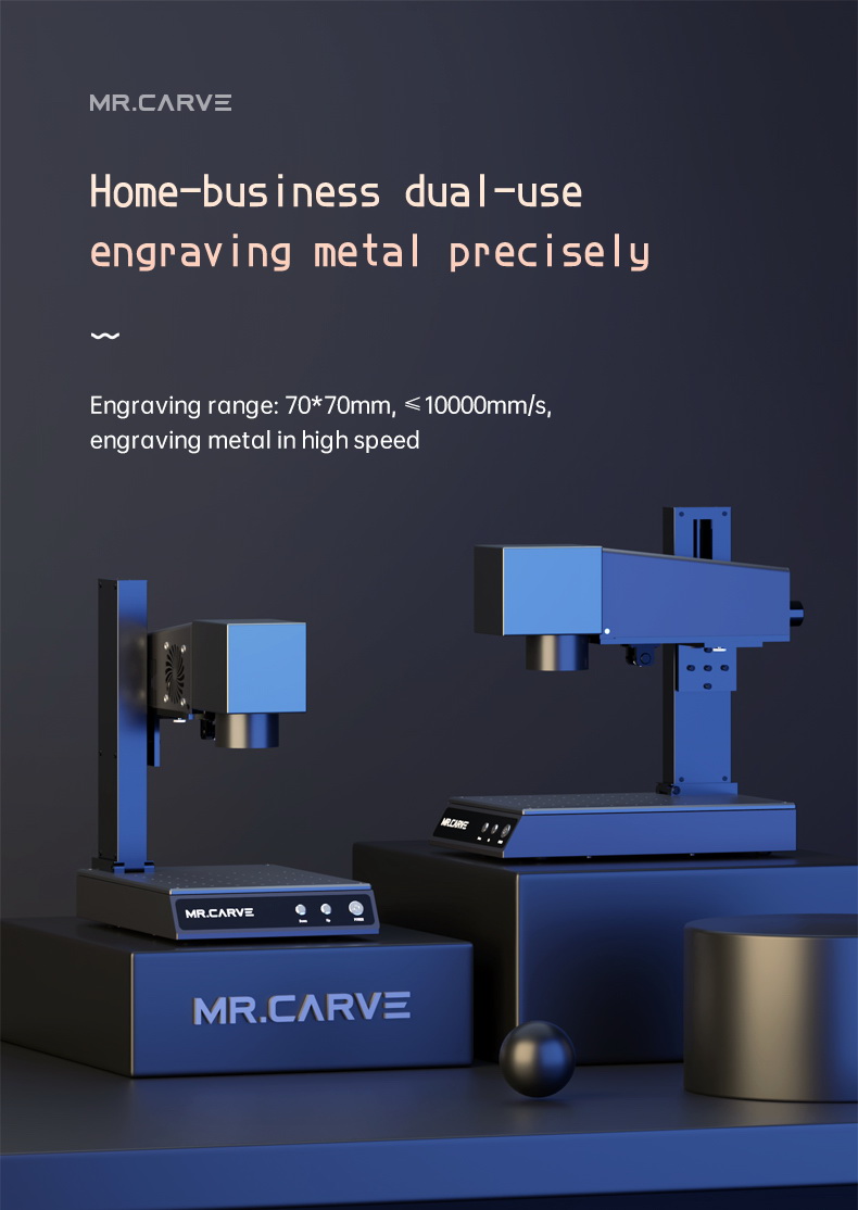 MR CARVE M1 Fiber Laser Marking Machine, For Nameplate Stainless Steel Metal Jewelry Plastics, 70mm*70mm, 2 in 1, Industrial Grade, AU Plug