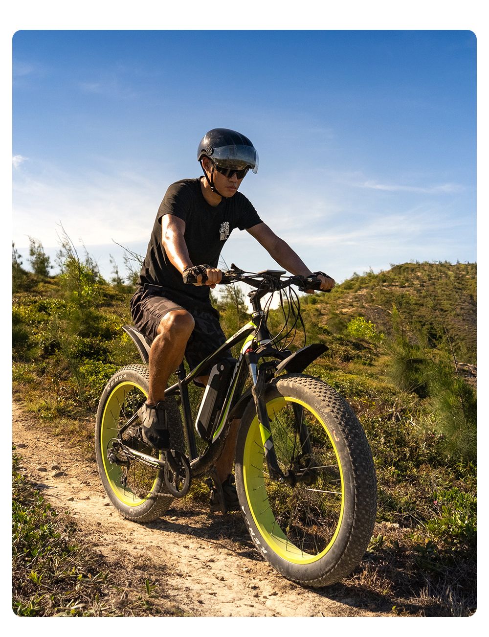 CYSUM M980 Fat Tire Electric Bike 48V 1000W Brushless Motor 17Ah Removable Battery for 50-70 Range - Black-Blue