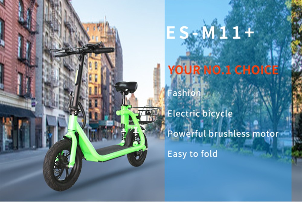 Eswing M11+ Folding Electric Scooter 12 Inch Tire 350W Motor 25Km/h 36V 10Ah Battery Double Disc Brake System - Black
