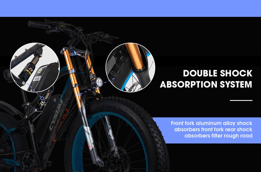 CYSUM M900 Fat Tire Electric Bike 48V 1000W Brushless Gear Motor 17Ah Removable Battery for 50-70 Range - Black-Green 24 CYSUM M900 Fat Tire Electric Bike 48V 1000W Brushless Gear Motor 17Ah Removable Battery for 50-70 Range - Black-Green