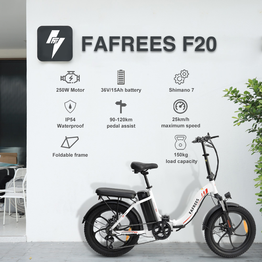 Vélo électrique FAFREES F20 20 Pouces Cadre Pliant E-bike 7 Vitesses Avec Batterie Au Lithium Amovible 15AH - Noir